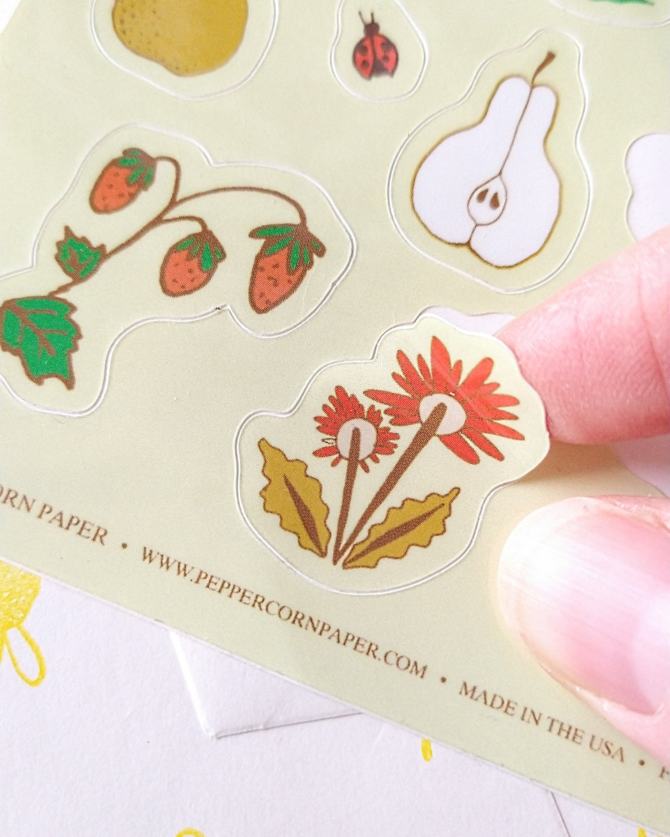 Fruits & Flowers Sticker Sheet Peppercorn Paper
