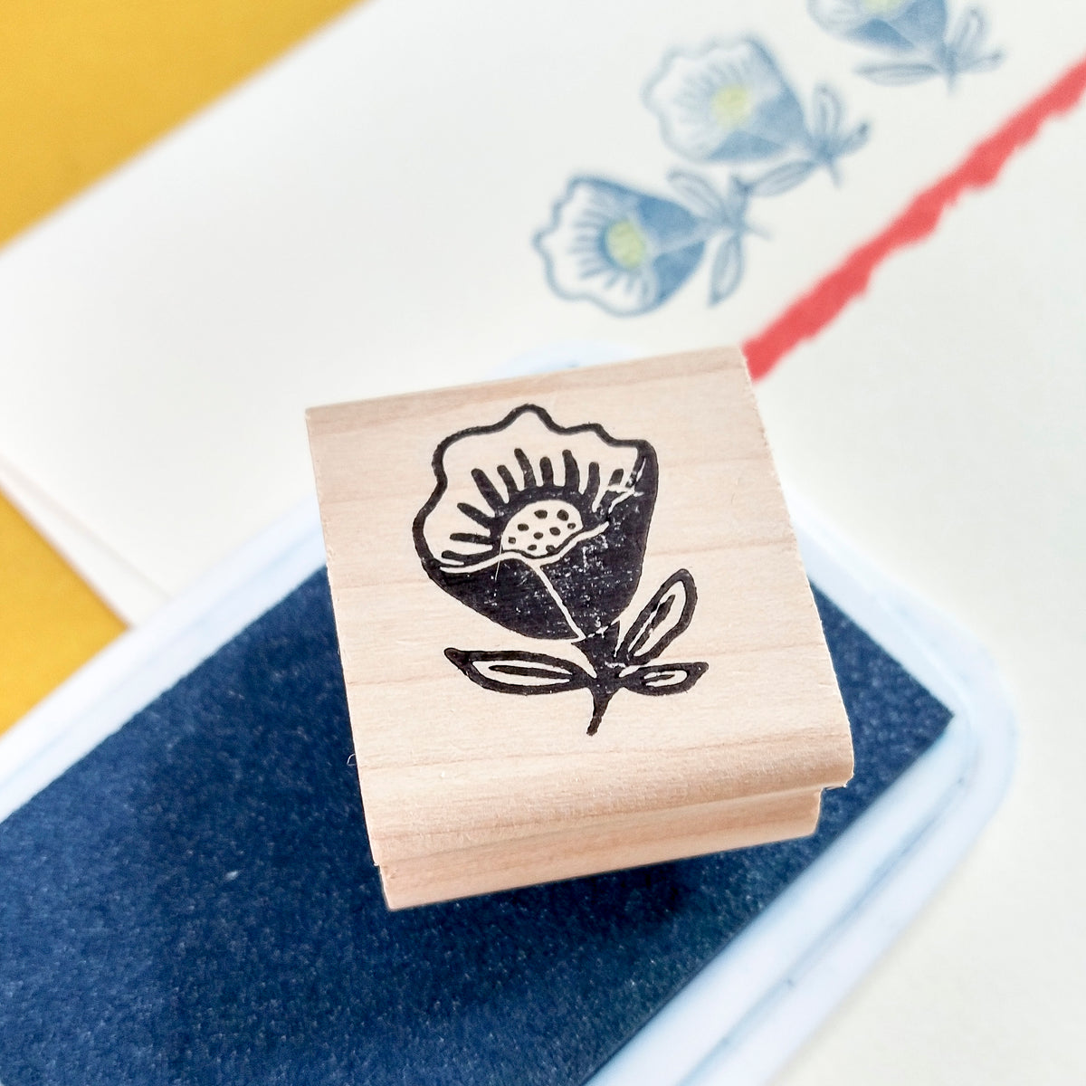 Meadow Flower Rubber Stamp Peppercorn Paper