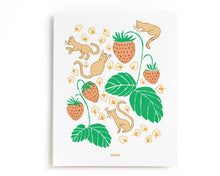Load image into Gallery viewer, Meow Kitten &amp; Strawberry Art Print