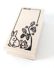Load image into Gallery viewer, Bunny &amp; Mouse Hello Rubber Stamp