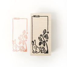 Load image into Gallery viewer, Bunny &amp; Mouse Hello Rubber Stamp