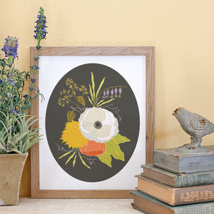 Gray Floral Arrangement Art Print